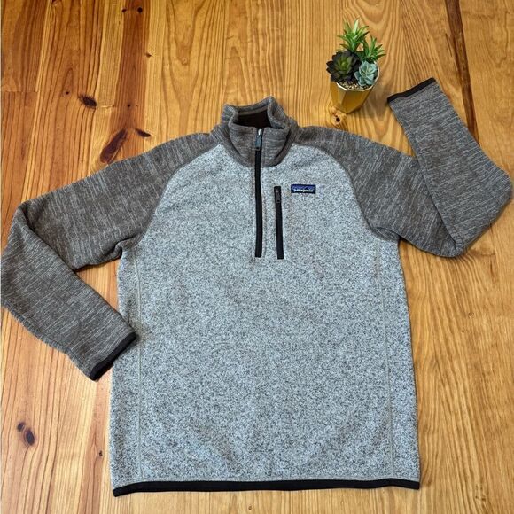 Patagonia Mens Gray Brown 1/4 Zip Better Sweater Fleece Jacket Size Medium 25522 - Picture 1 of 7